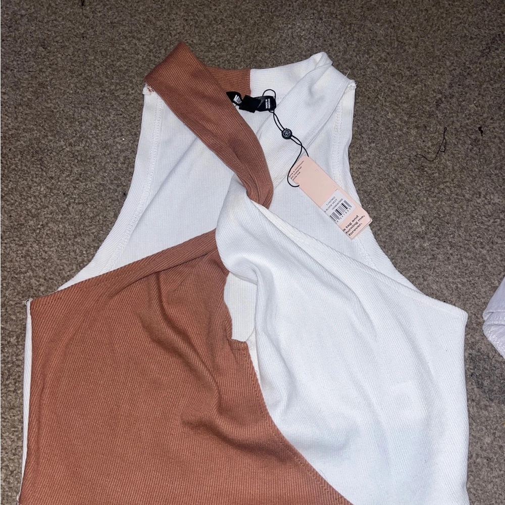 Stylish White and Brown Women's Top